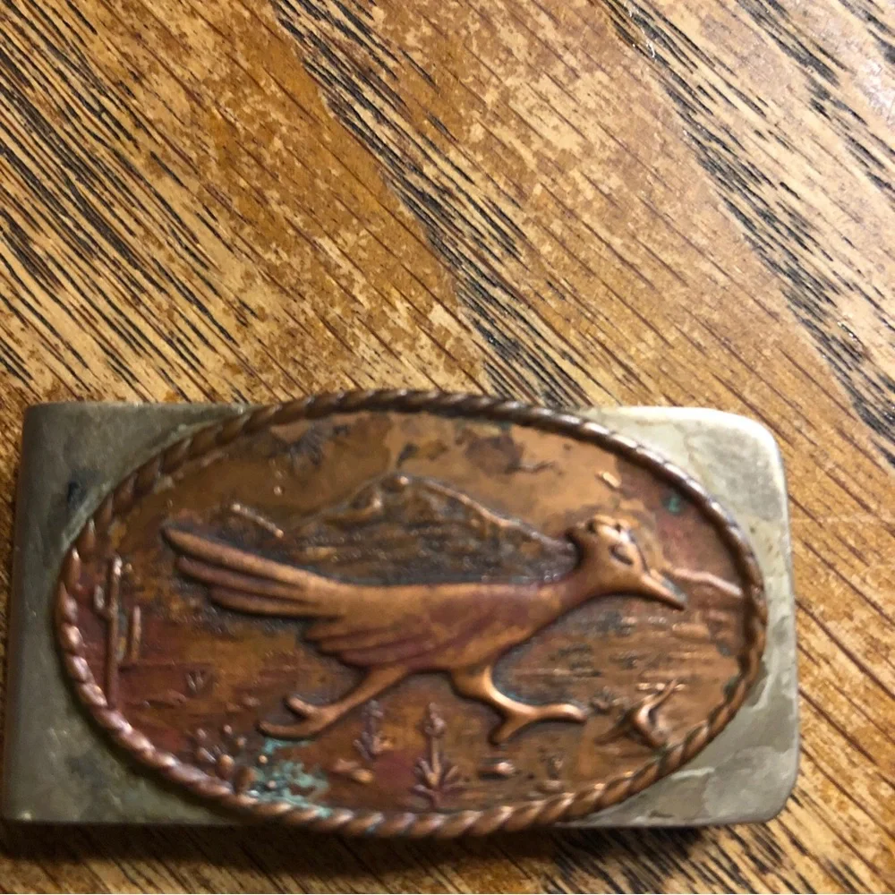 Vintage Southwestern sDecorative Bird Money Clip in Brass and Copper Tones